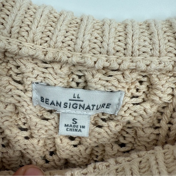 LL Bean Signature Fisherman Tunic Sweater Womens Size S Ivory Cable Knit - Picture 7 of 11